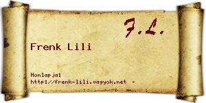 Frenk Lili névjegykártya